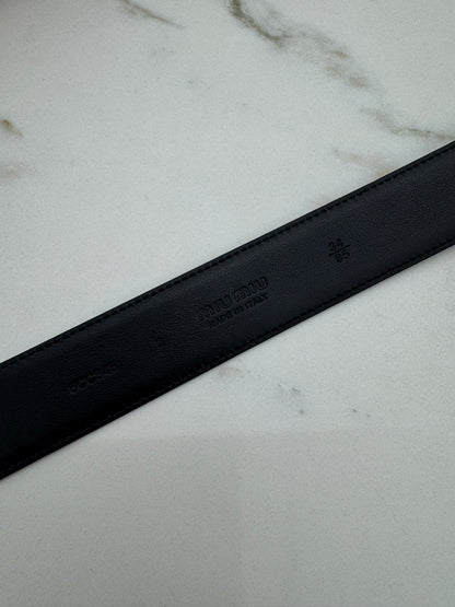 MIU MIU 黑銀皮帶 30mm