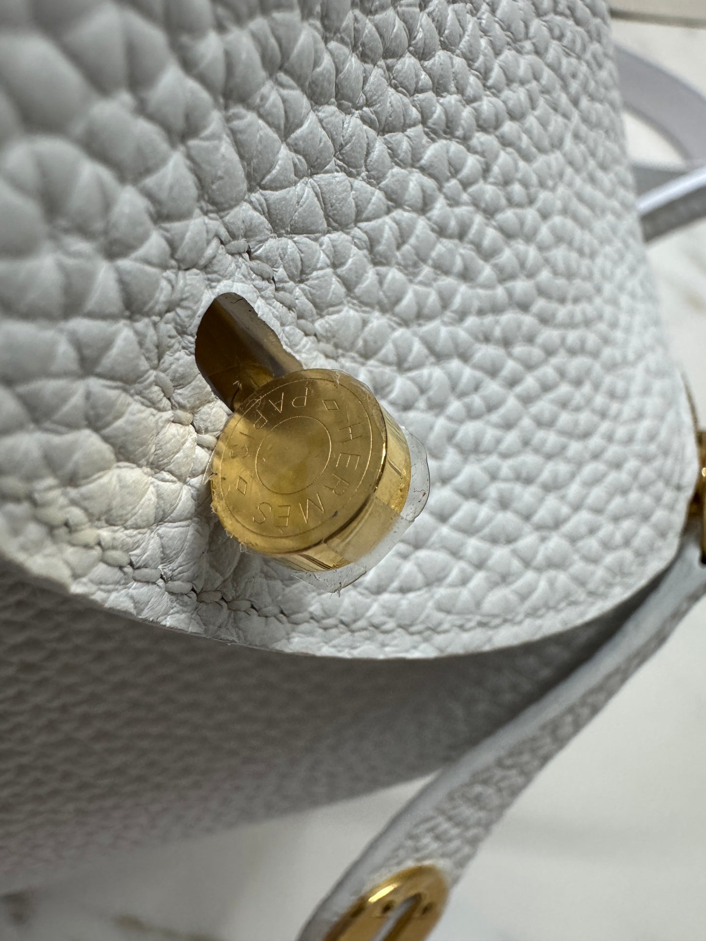 HERMES Mini Lindy II 純白色TC 金扣 GHW