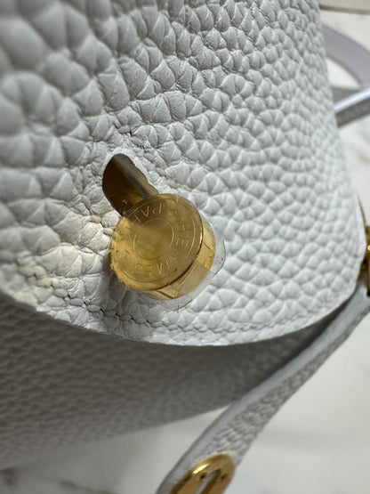 HERMES Mini Lindy II 純白色TC 金扣 GHW