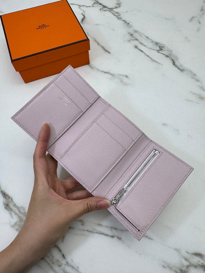 HERMES Bearn Wallet 三摺錢包 夢幻紫銀扣 Epsom Mauve Pale PHW