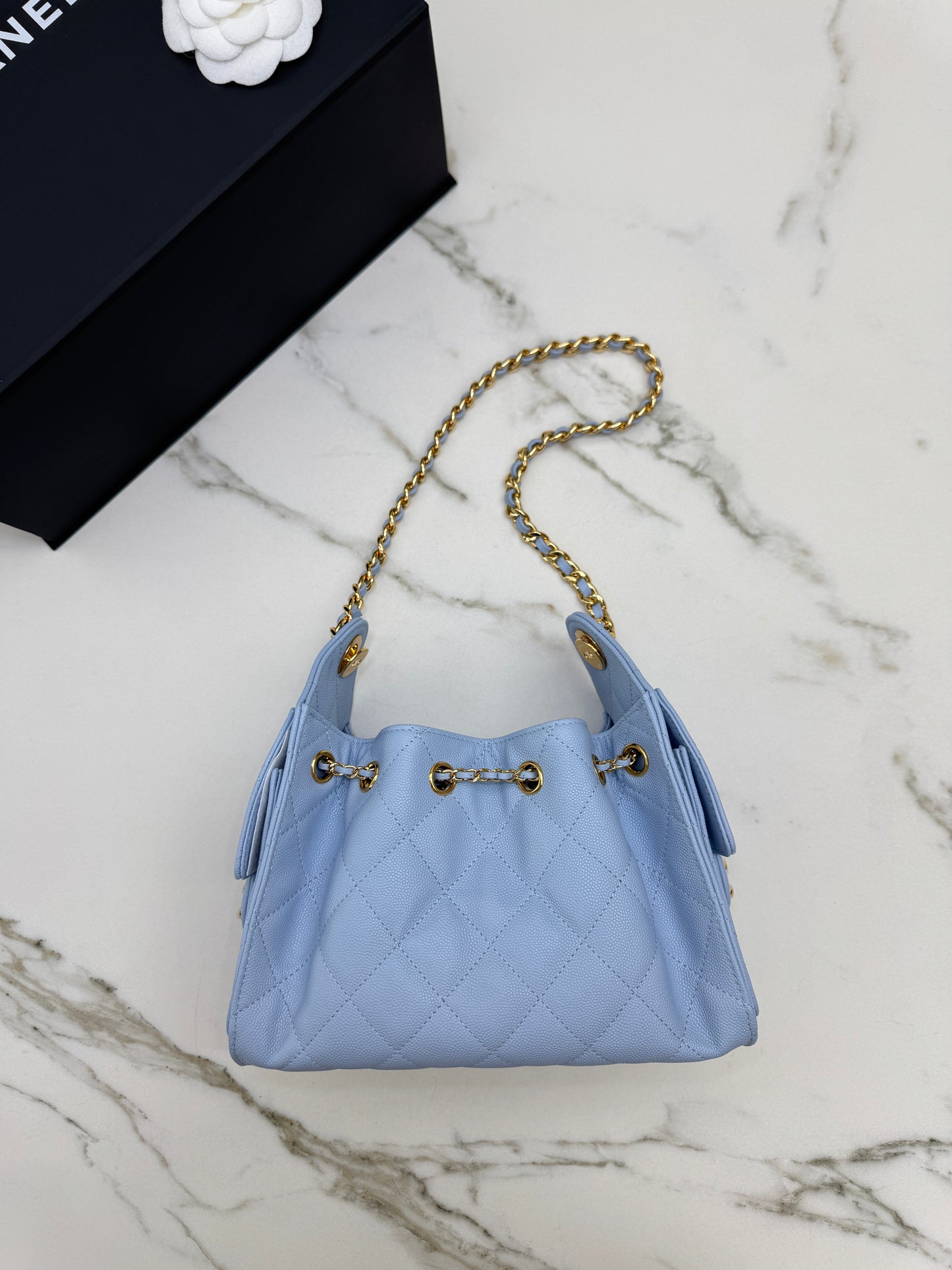 CHANEL Mini 25Bag 26A Baby Blue 亮金扣
