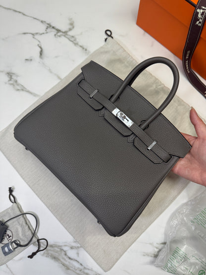 HERMES Birkin 25 錫器灰 銀扣 Togo 8F Etain PHW