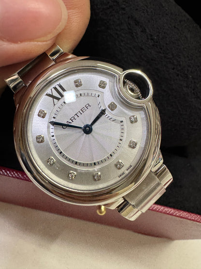 CARTIER Blue Balloon 33mm 鑽石盤【天然真鑽】