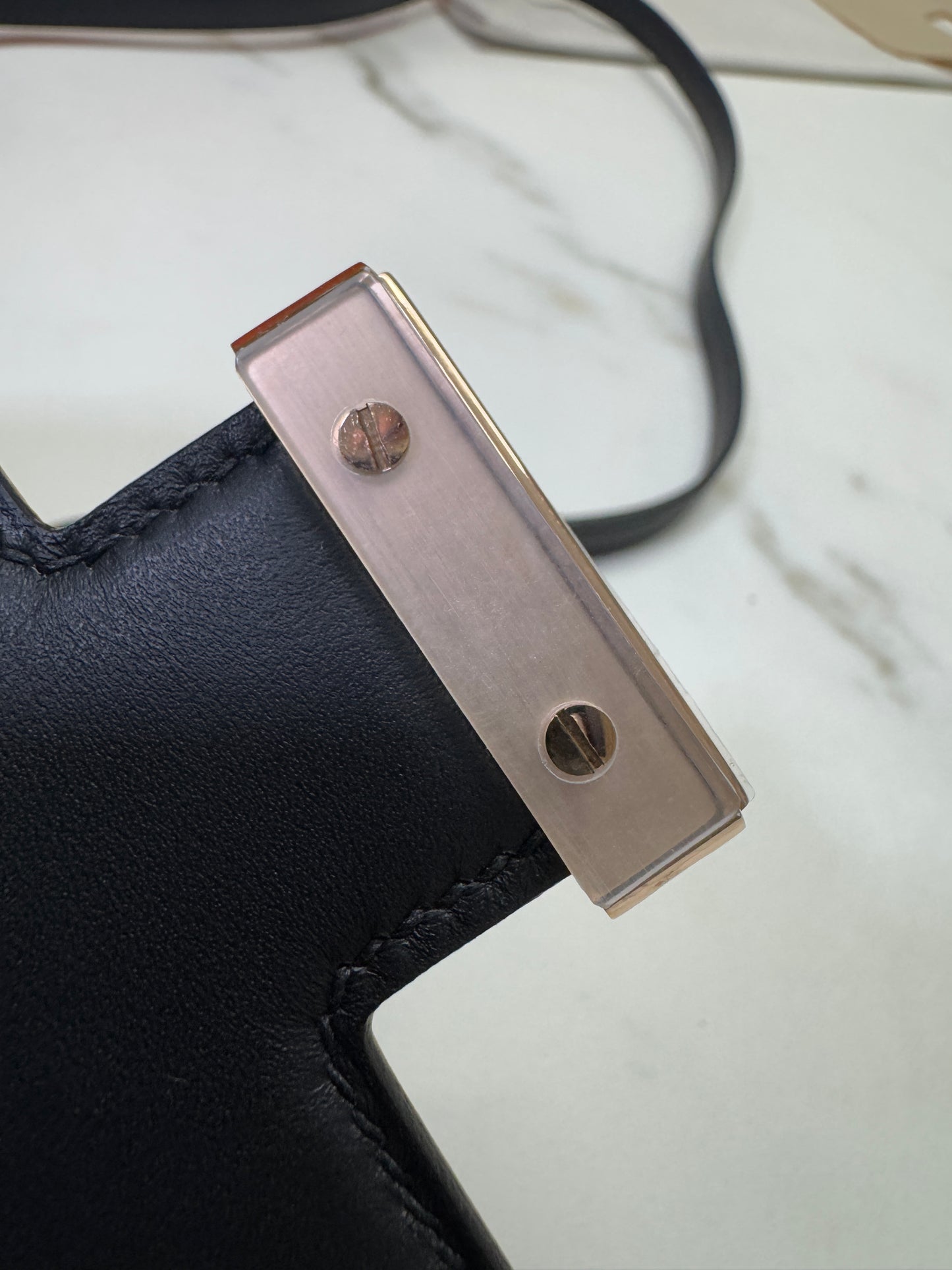 HERMES Mini Constance 黑色 玫瑰金扣 Epsom