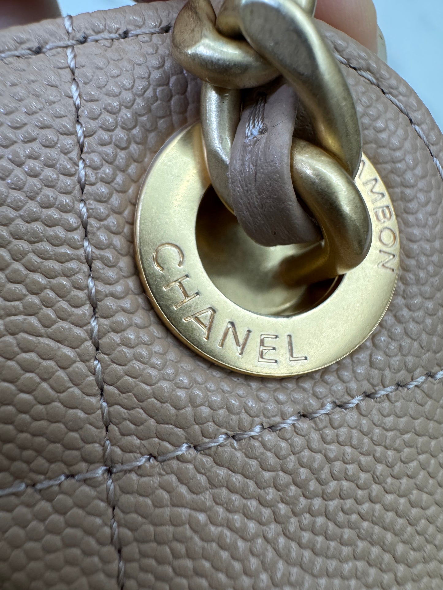 CHANEL Mini 25Bag 奶茶杏荔枝皮 Caviar Calfskin
