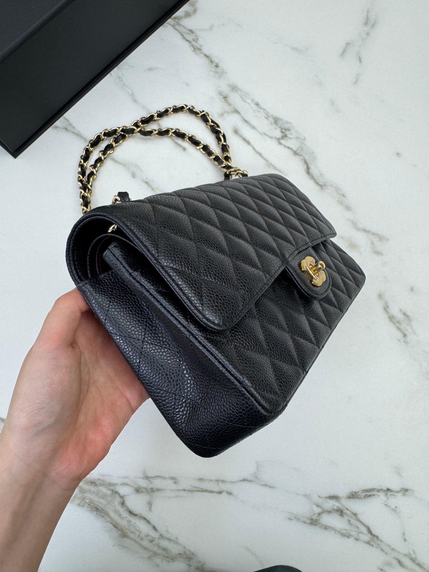 CHANEL CF25 Medium 黑金牛 Black Calfskin GHW