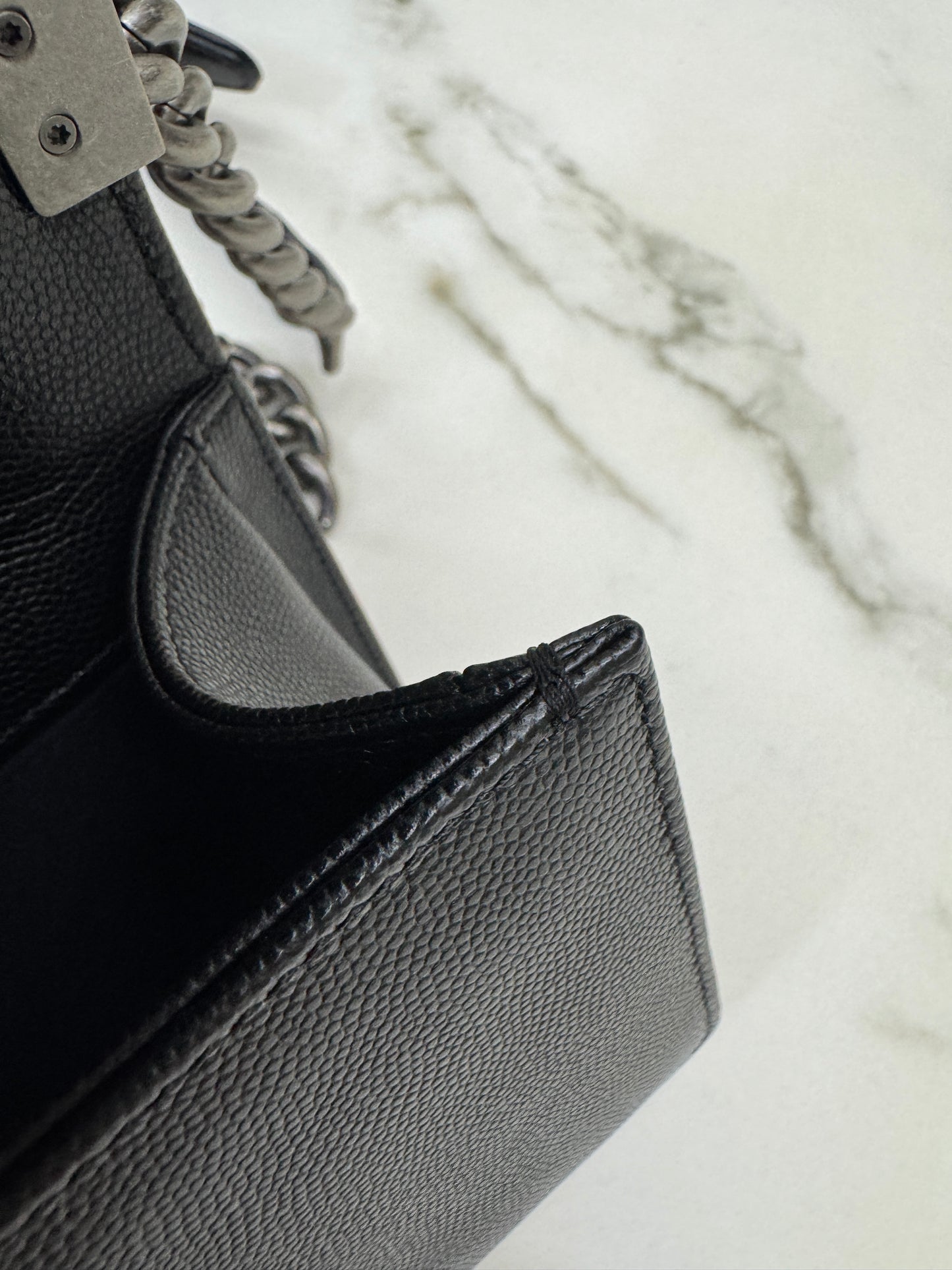 CHANEL Leboy 20cm 黑銀荔枝牛皮