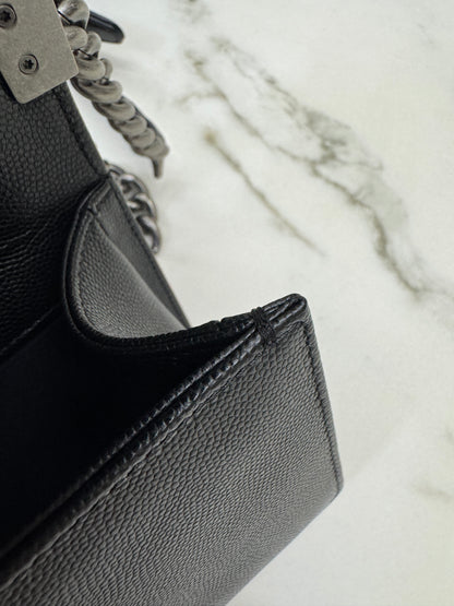 CHANEL Leboy 20cm 黑銀荔枝牛皮
