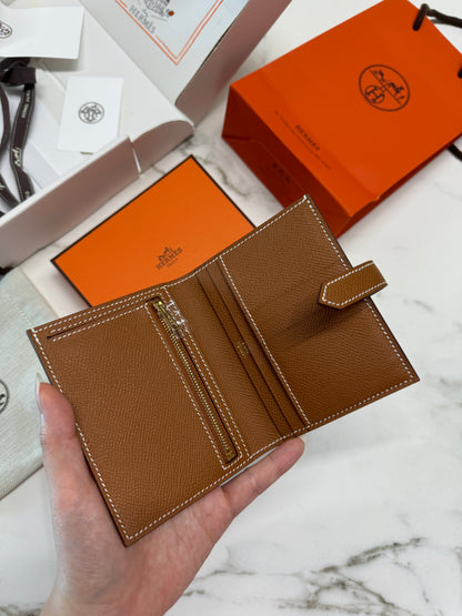 HERMES Bearn Compact Wallet 金棕色 金扣 Gold