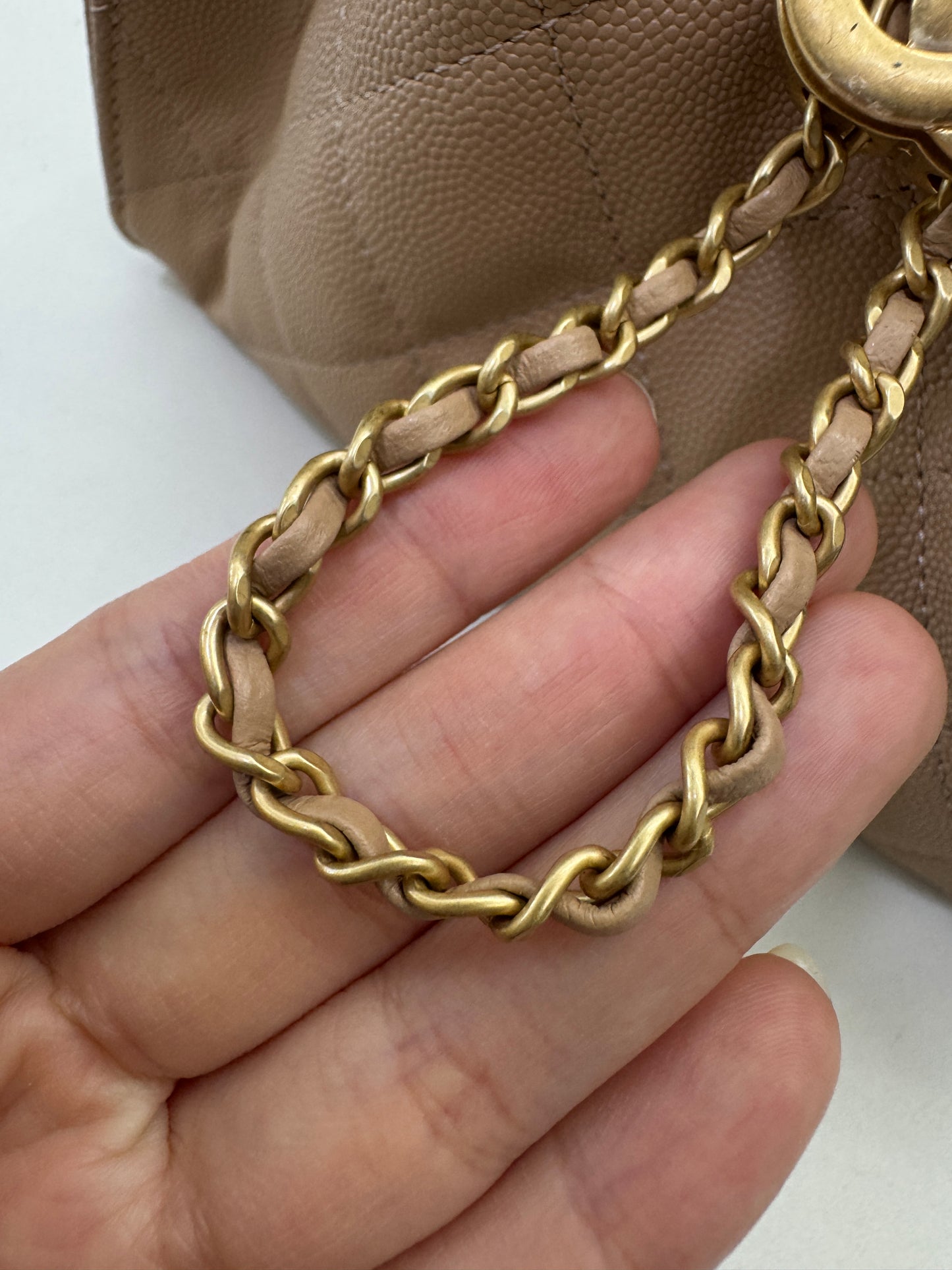 CHANEL Mini 25Bag 奶茶杏荔枝皮 Caviar Calfskin
