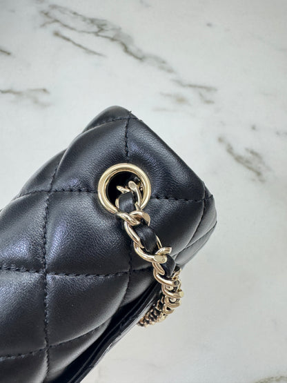 CHANEL 25K亮面淺金球 Mini CF20 Pearl Crush