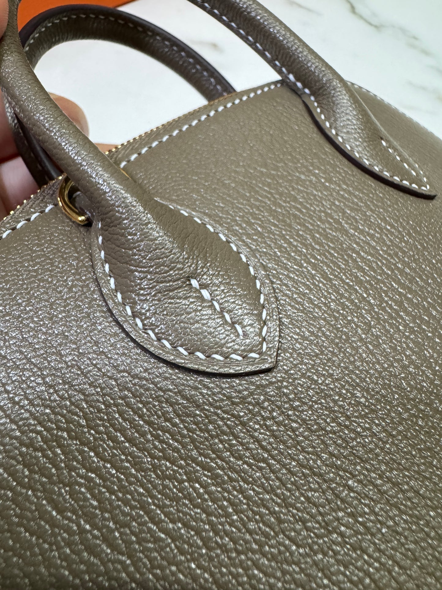 HERMES Mini Bolide 大象灰山羊皮 金扣