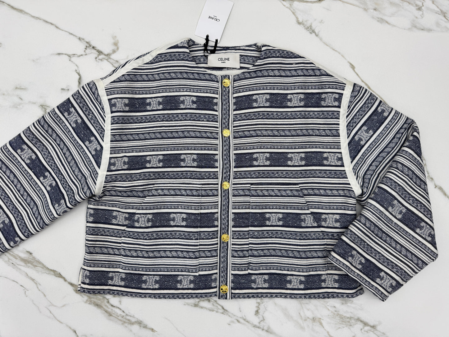 CElLINE 凱旋門Logo橫紋外套