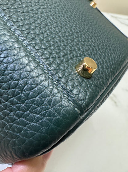 HERMES Mini Lindy II 深綠色 金扣 67 Vert Fonce TC GHW