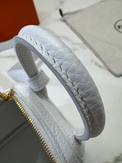 HERMES Mini Lindy II 純白色TC 金扣 GHW