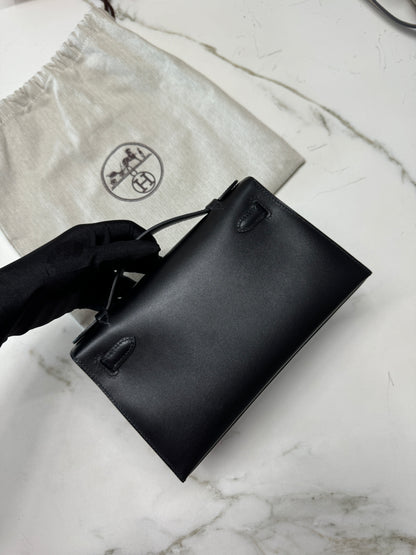 HERMES Mini Kelly 一代 黑金box皮 Kelly Pochette