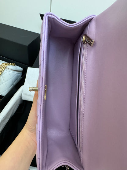 CHANEL mini cf with top handle 粉紫色 24P
