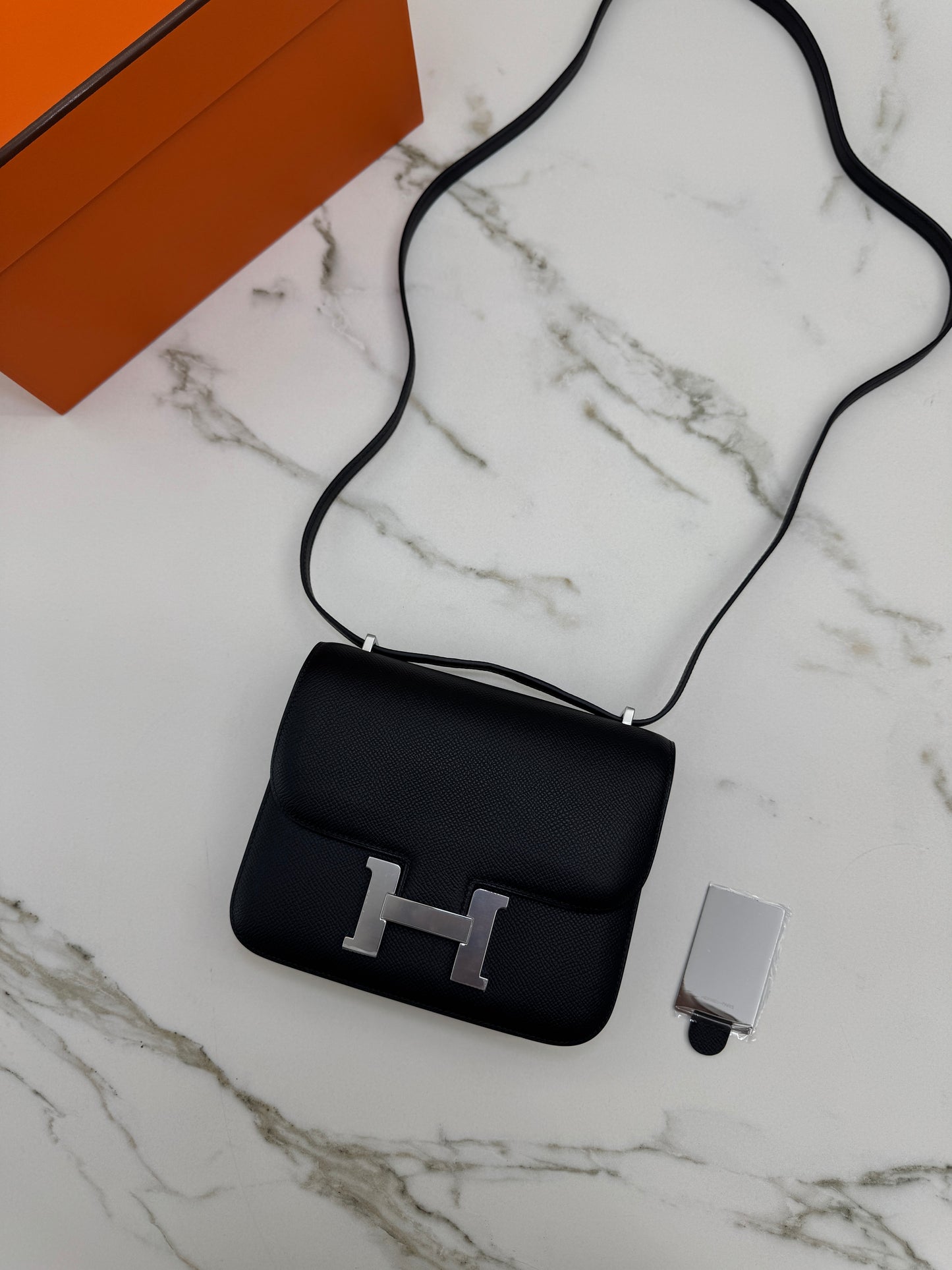 HERMES Mini Constance 黑銀 Noir Epsom PHW