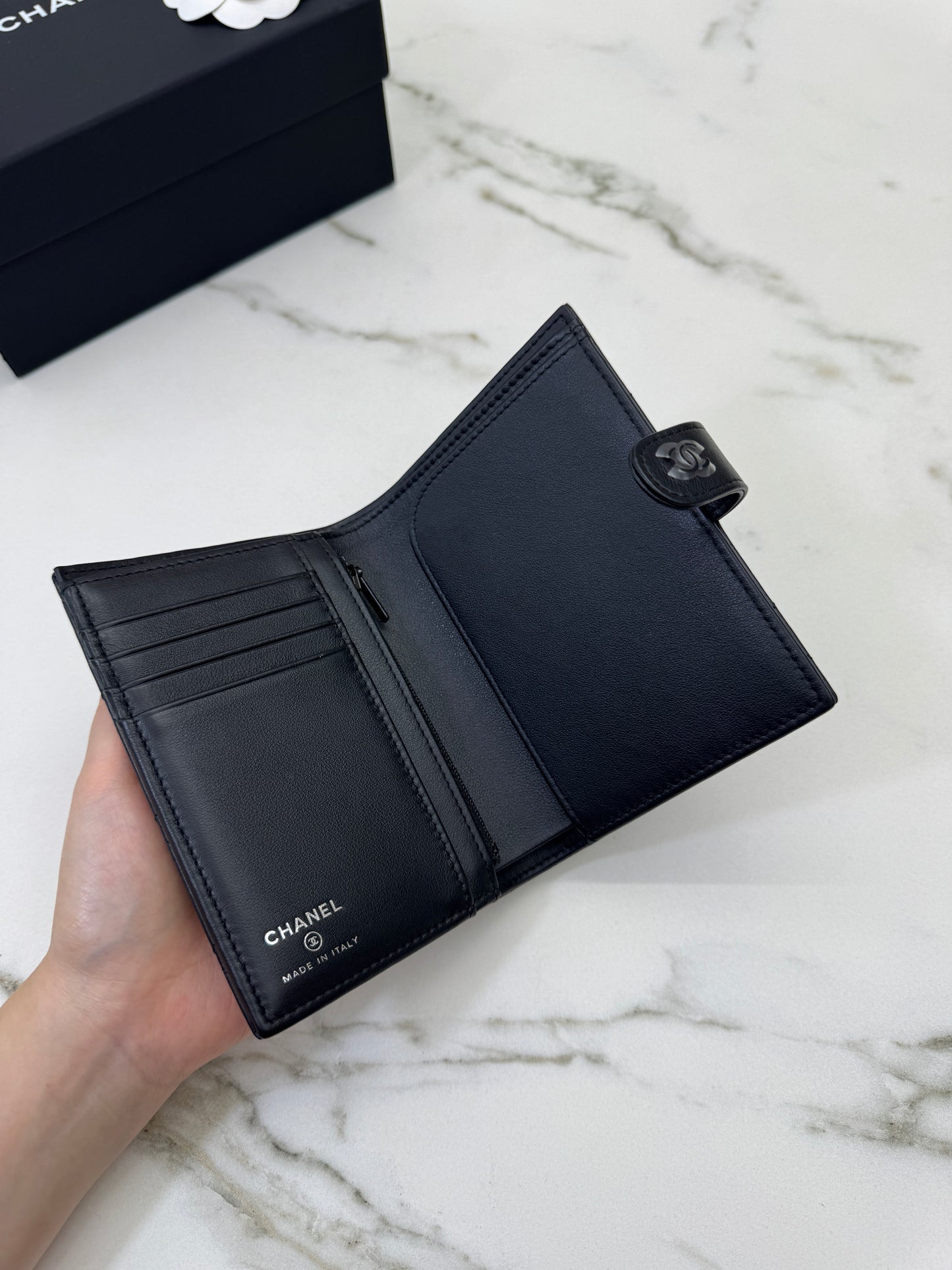 CHANEL 25K Passport Holder So Black