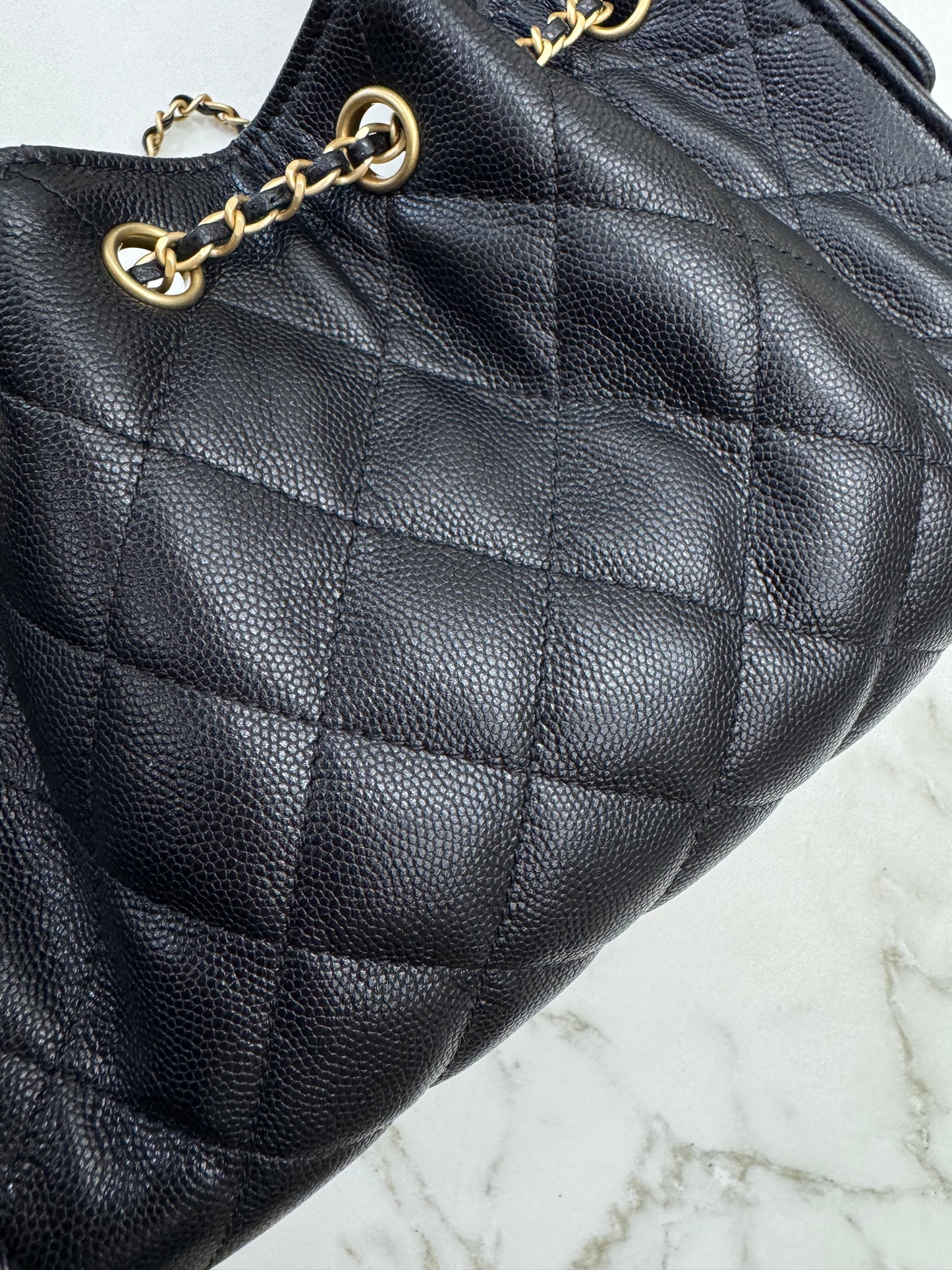 CHANEL Mini 25 Bag 黑色荔枝皮 金扣 Caviar Calfskin GHW