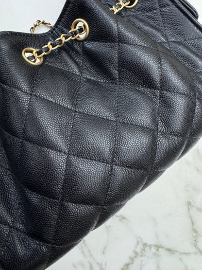 CHANEL Mini 25 Bag 黑色荔枝皮 金扣 Caviar Calfskin GHW