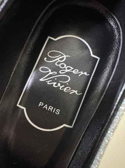 RV 銀色細閃 鑽扣高跟鞋 6cm