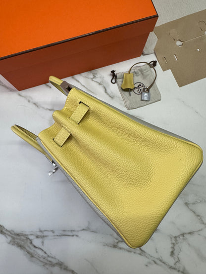 HERMES Birkin25 SO 珍珠灰拼小雞黃 Togo PHW