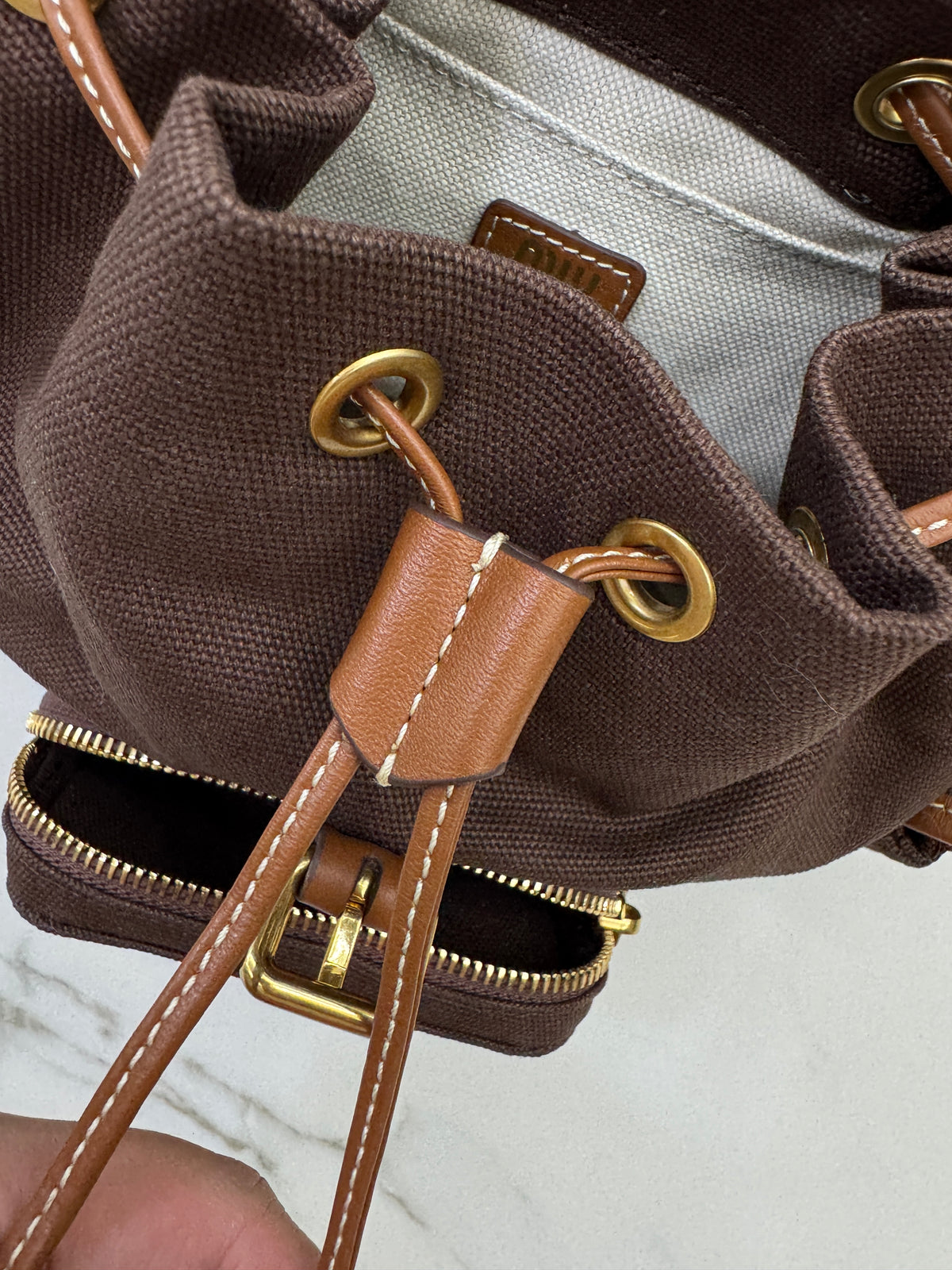 MIU MIU Backpack Canvas 深棕