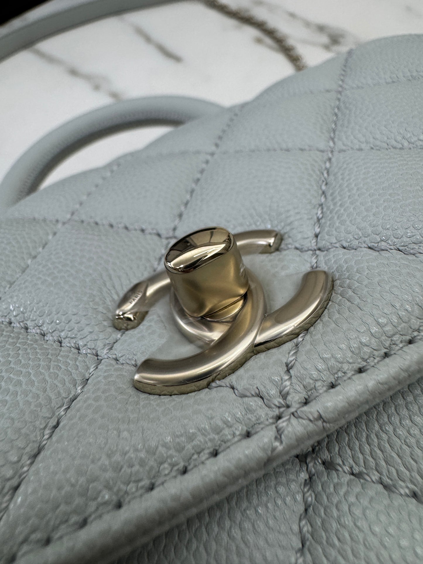 CHANEL Mini Cocohandle 霧霾藍/冰川藍 Cloud Blue