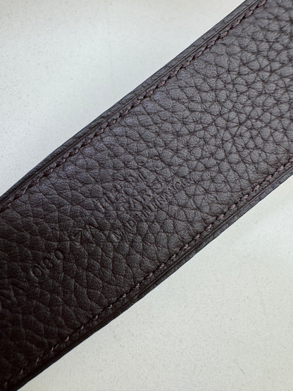 HERMES H au Carre 32mm 雙面皮帶 黑色拼烏木色