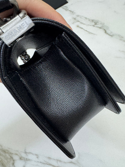 CHANEL Leboy 20cm 黑銀荔枝牛皮