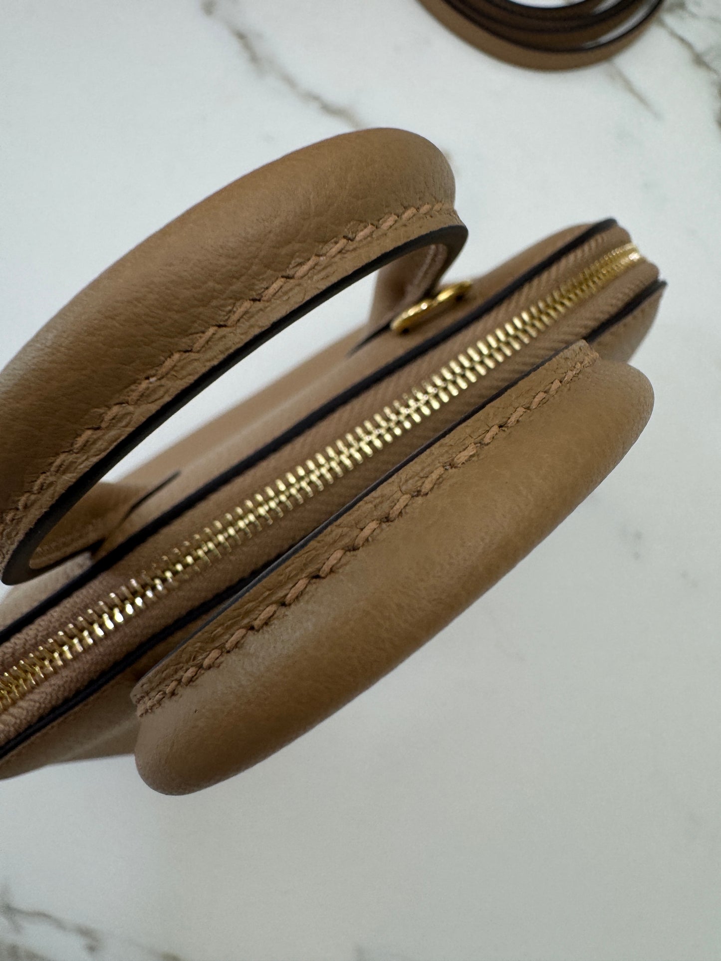 HERMES Mini Bolide 奶茶色金扣 Evercolor Chai GHW