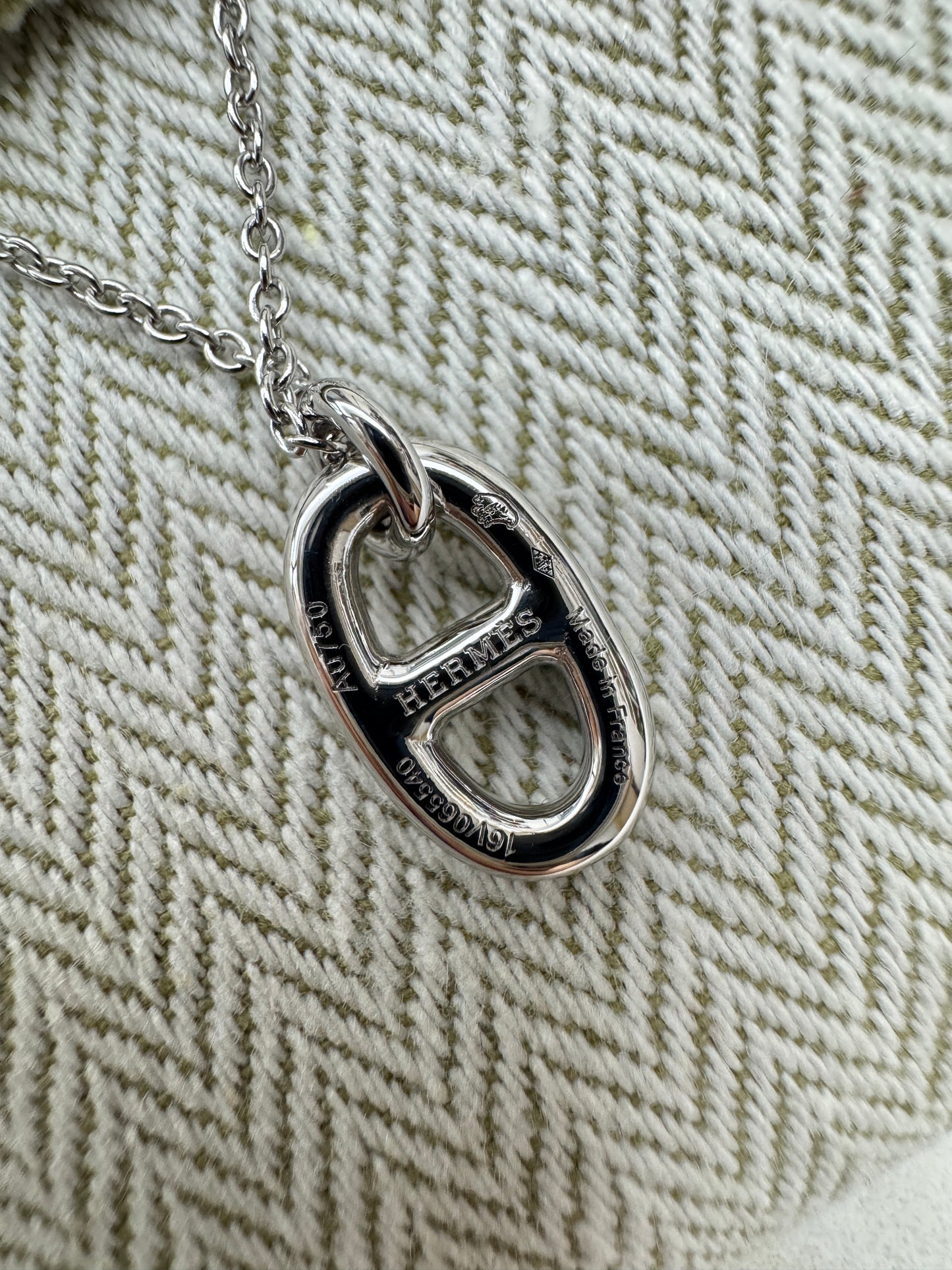 HERMES 豬鼻子項鏈 銀色