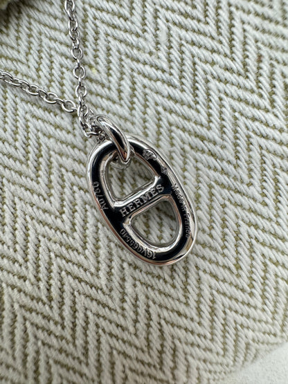 HERMES 豬鼻子項鏈 銀色