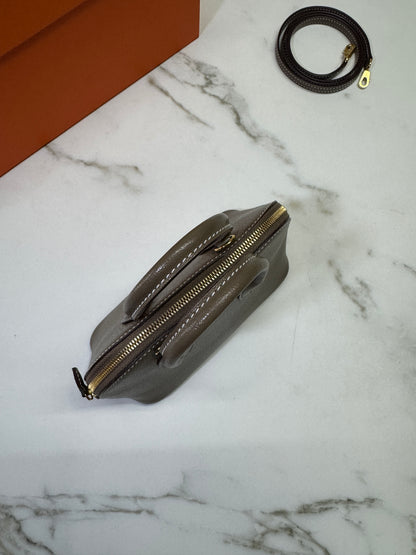 HERMES Mini Bolide 大象灰山羊皮 金扣