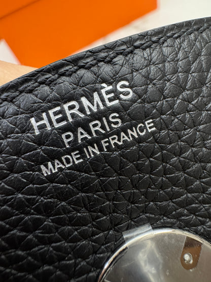 HERMES Lindy30 黑銀 TC Noir PHW