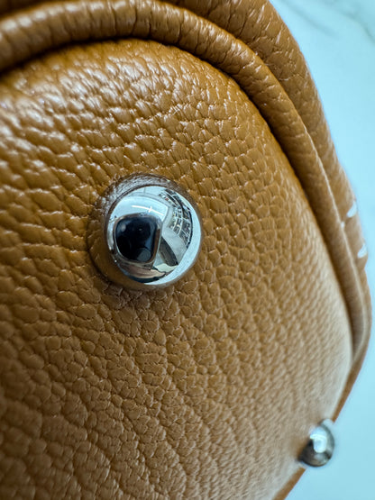 HERMES Mini Bolide 金棕色山羊皮 銀扣 Cherve Gold PHW