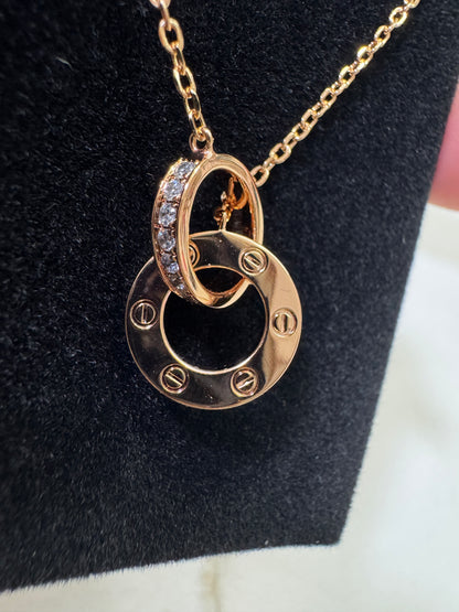 CARTIER Love Necklace 滿天星小圓餅項鏈 玫瑰金