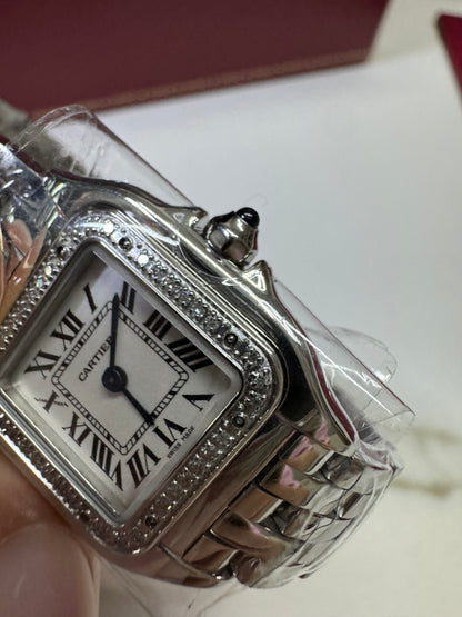 CARTIER 獵豹中號 天然真鑽 銀色