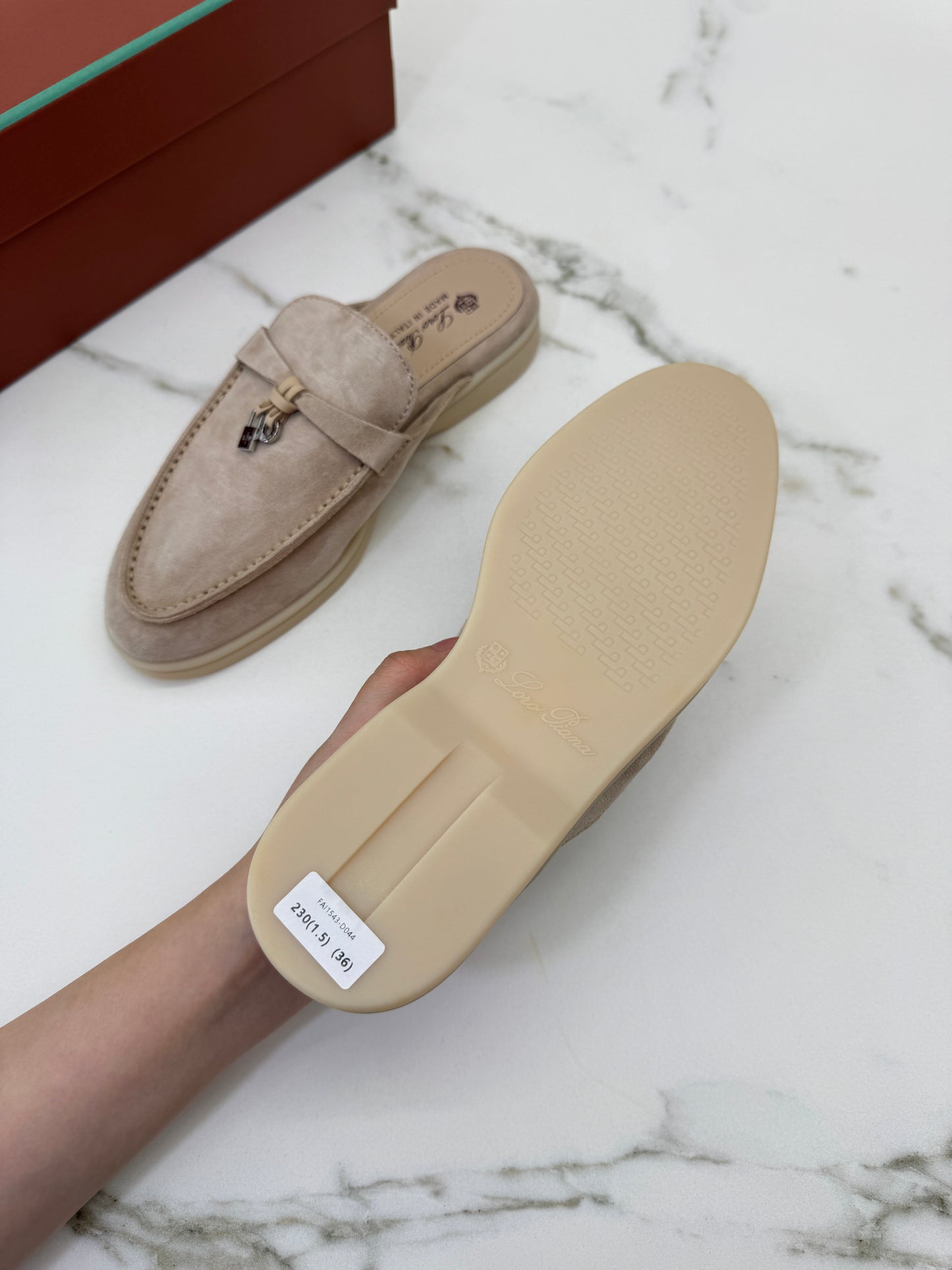LORO PIANA Charms Walk Babouche Loafers Sand