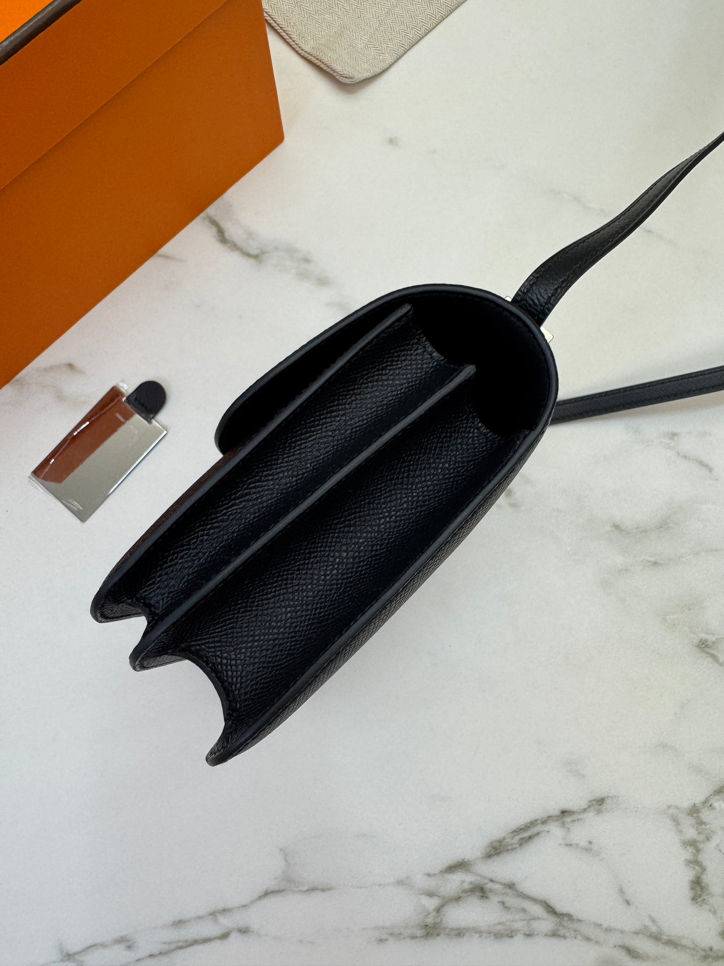 HERMES Mini Constance 新版 附鏡子 黑銀 Epsom PHW