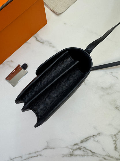 HERMES Mini Constance 新版 附鏡子 黑銀 Epsom PHW