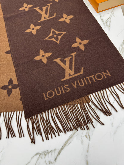 LV Reykjavik Scarf Marron Fonce 100% Cashmere
