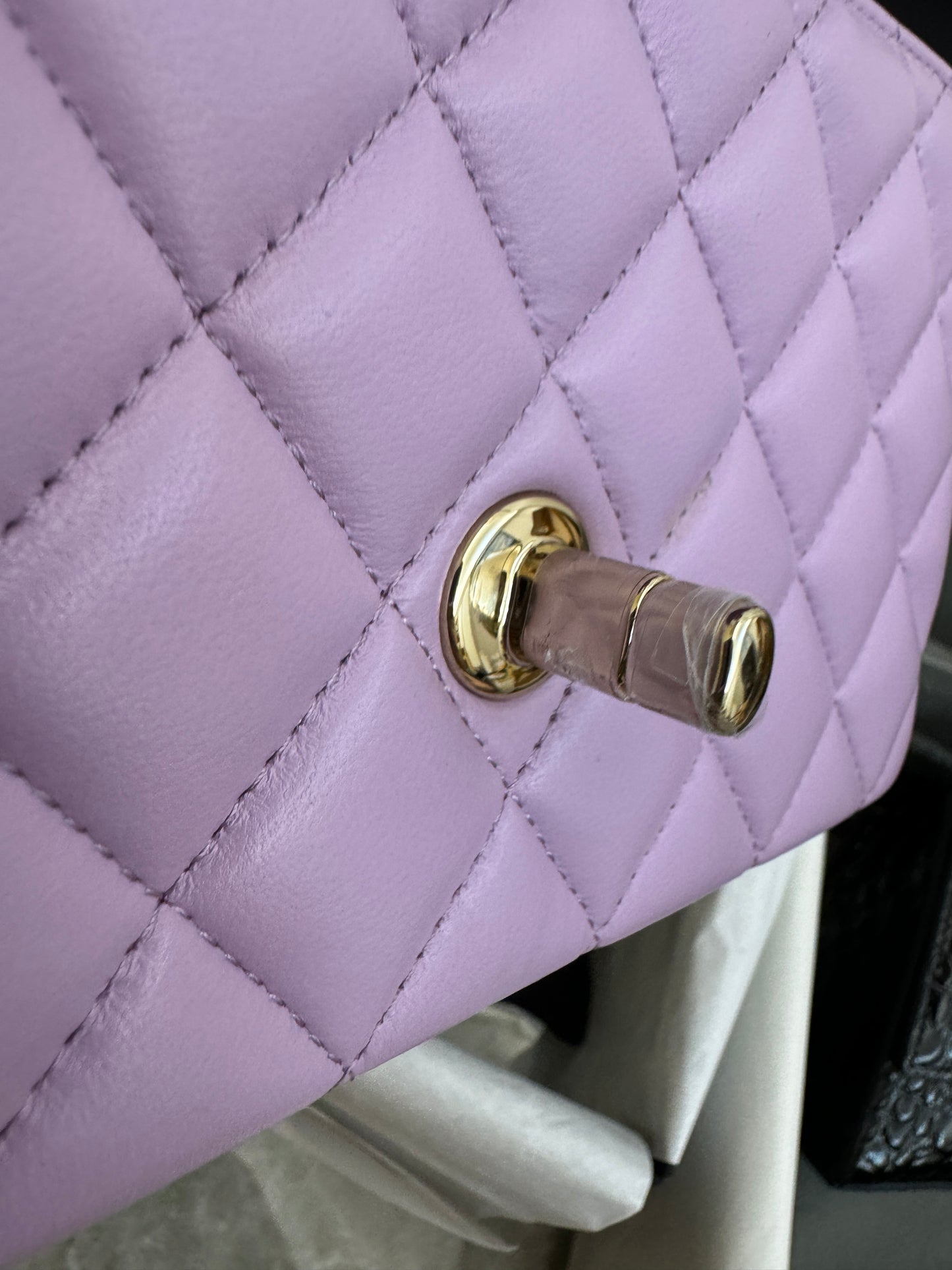 CHANEL mini cf with top handle 粉紫色 24P