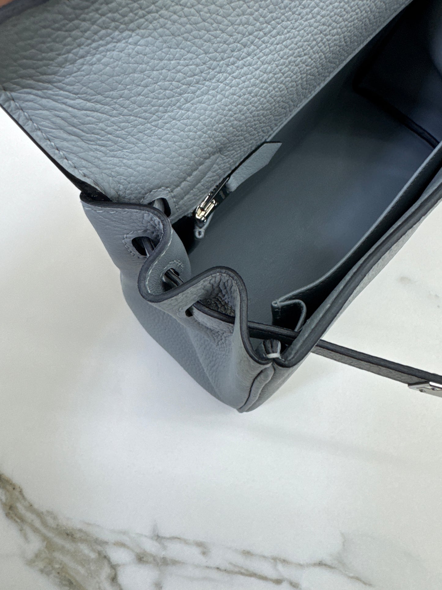 HERMES Kelly 25 Togo內縫 木偶灰銀扣 Gris Pantin PHW