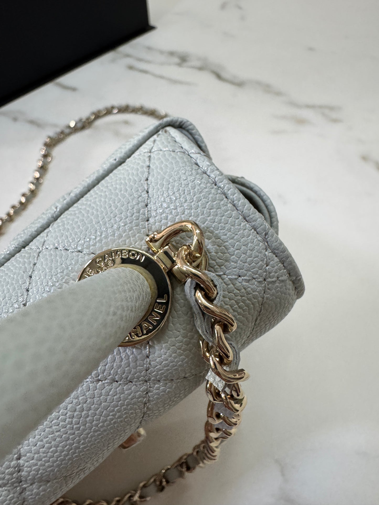 CHANEL 超Mini Coco Handle 24K 灰藍色