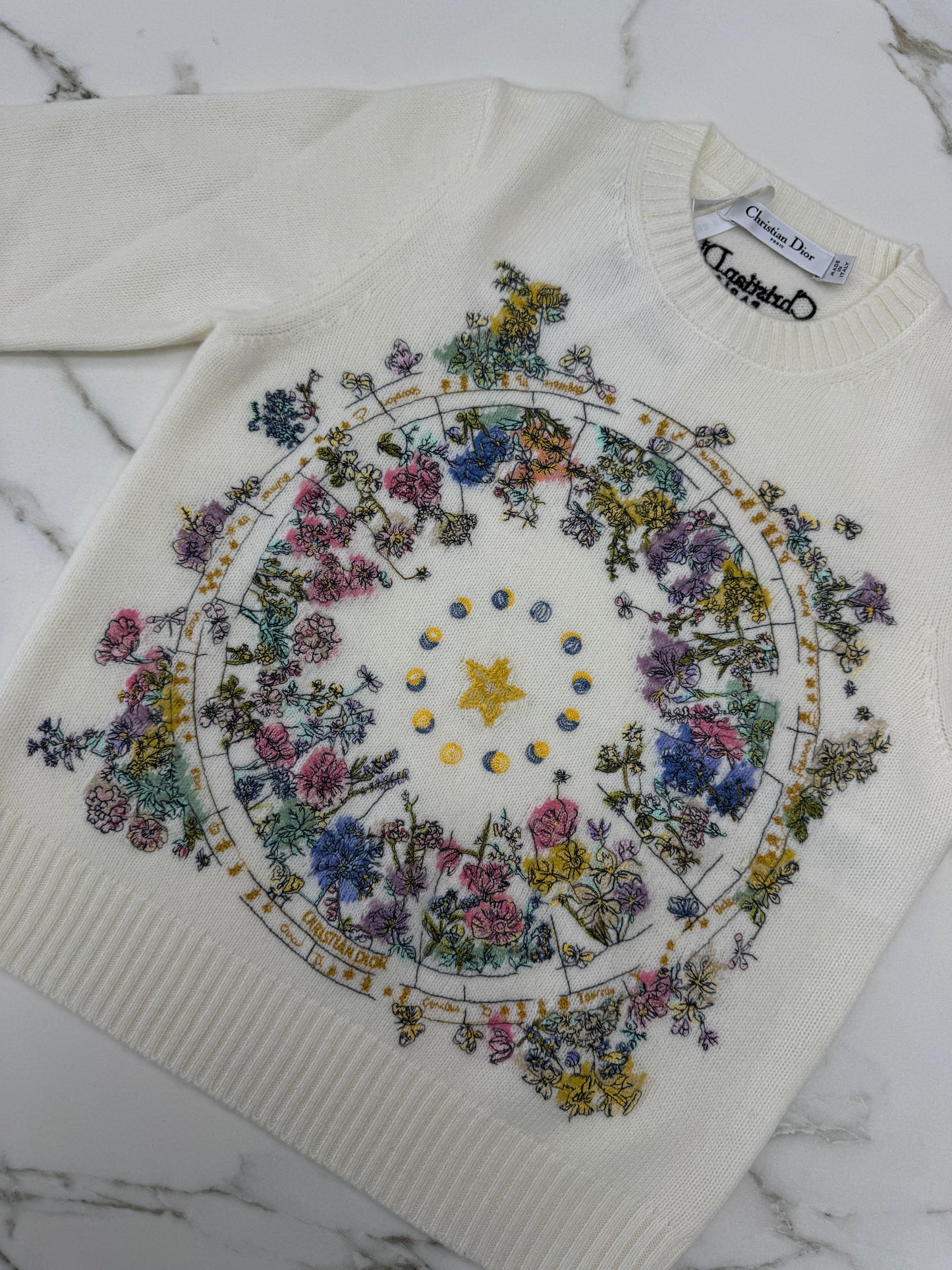 DIOR 星星花朵刺繡毛衣