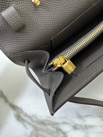 HERMES Kelly to-go 錫器灰金扣 Epsom