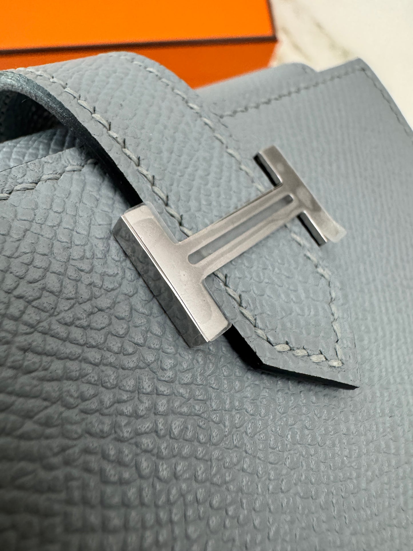 HERMES Bearn 三摺錢包 亞麻藍 Blue Lin Epsom PHW