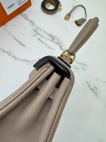HERMES Kelly 25 斑鳩灰金扣 內縫 Togo 81 Gris Tourterelle GHW